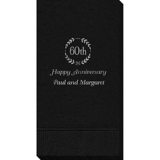 60th Anniversary Wreath Guest Towels